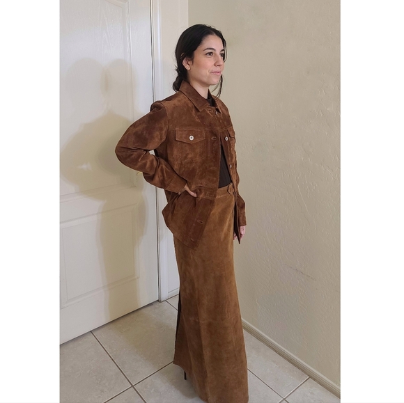 Eddie Bauer Dresses & Skirts - Eddie Bauer | 100% Suede Jacket and Suede Maxi Skirt Set Seattle Suede Washable